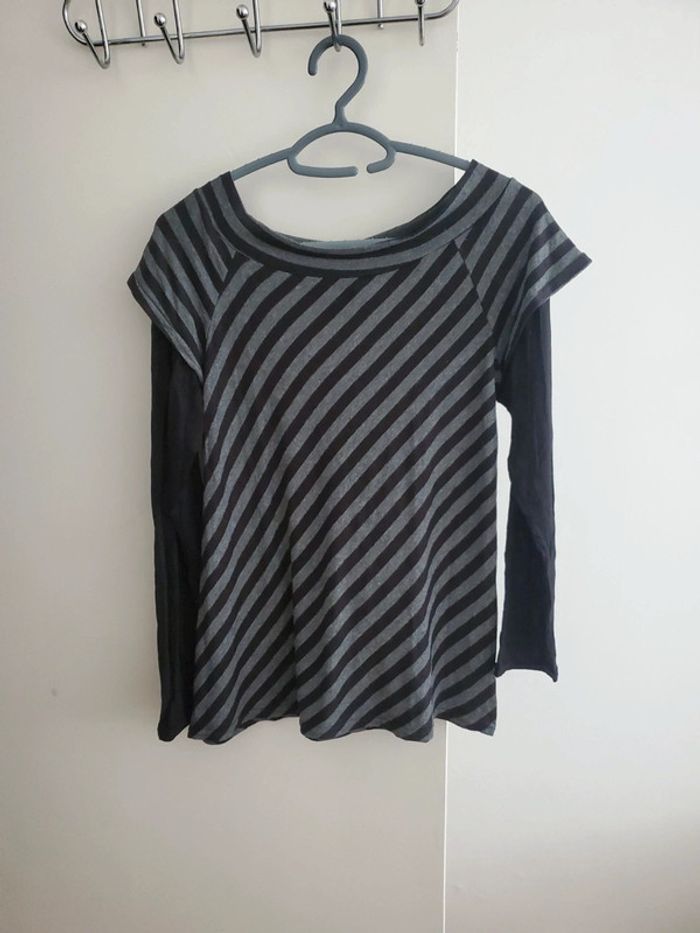 Manche longue rayé T40