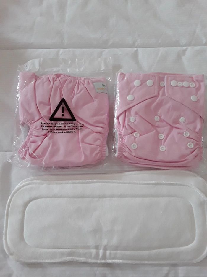2 couches lavables rose avec 4 inserts