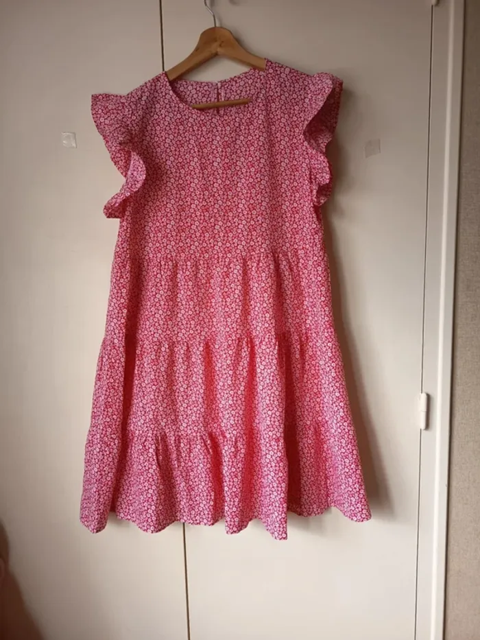 robe été longue manches petits volants (A198)