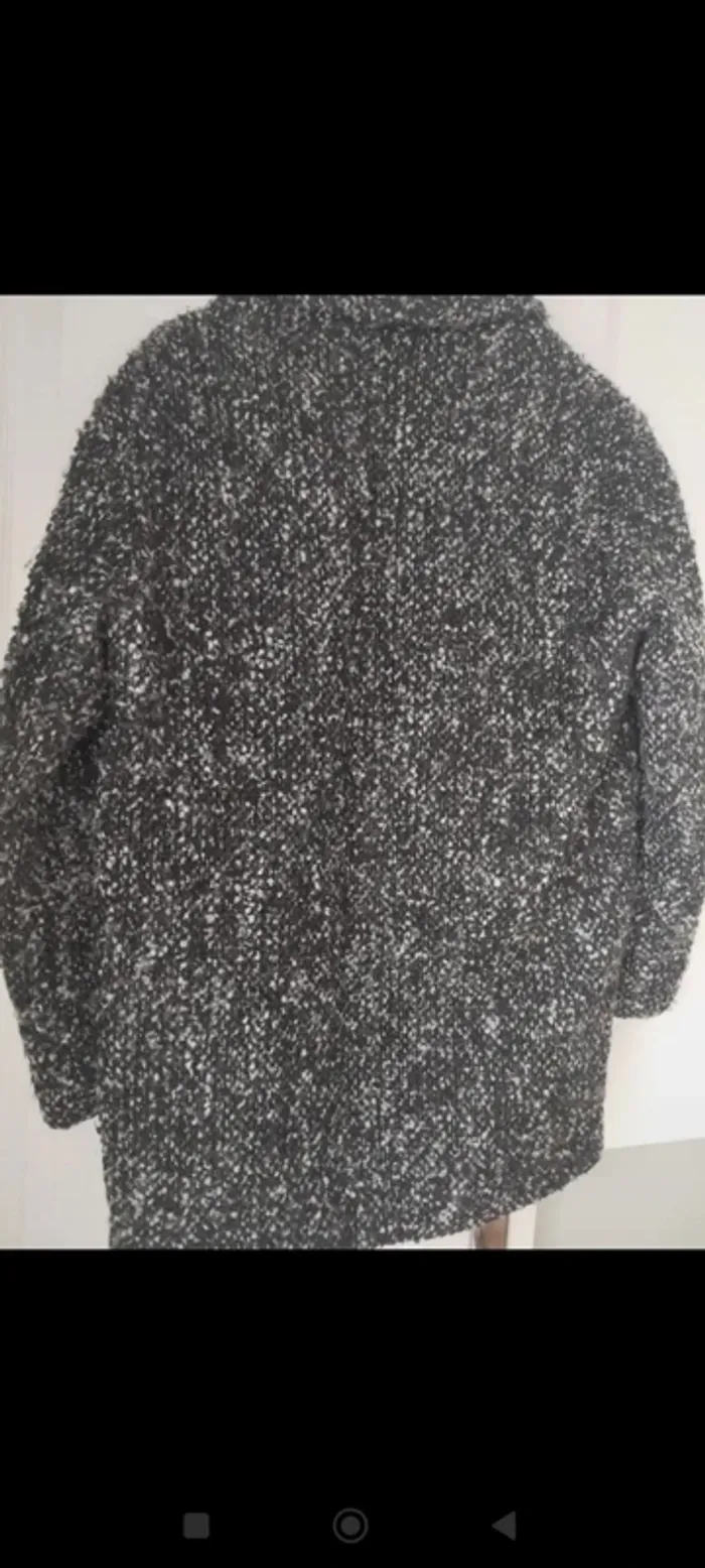 Manteau caban caban noir chiné Mango XS - photo numéro 3