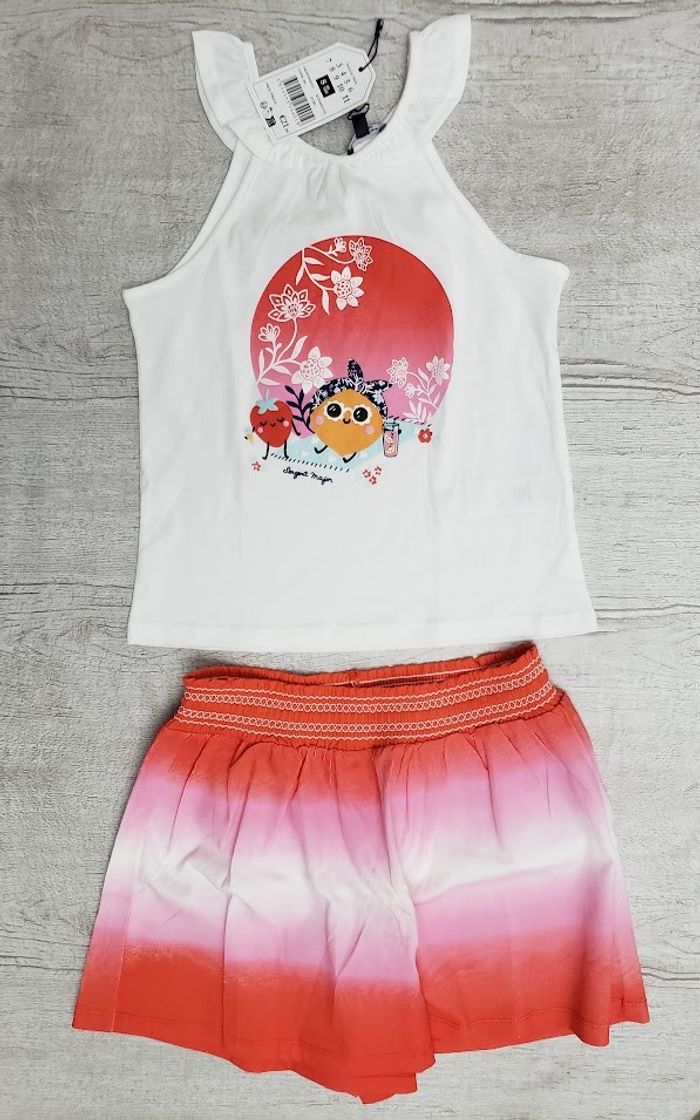 Ensemble Sergent major  fille 8 ans rouge et blanc kuemiette
