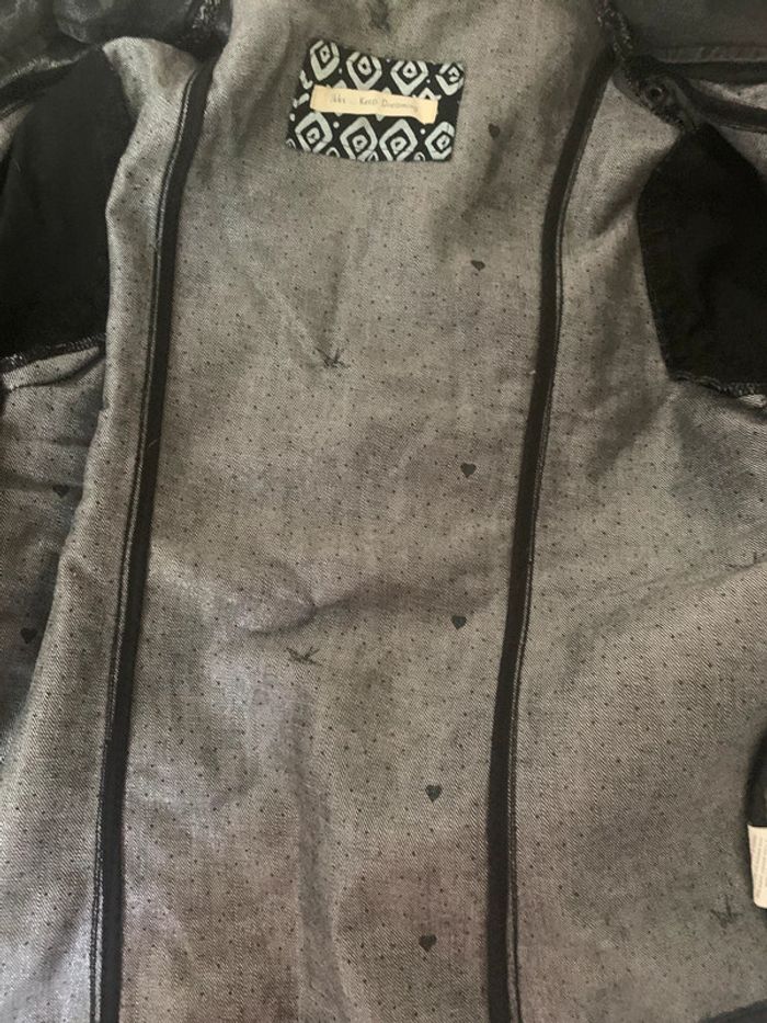 Veste en jean noire Ikks brillant manches similicuir taille 36 - photo numéro 10