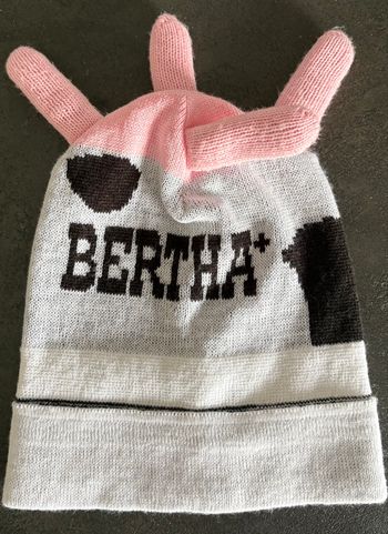 Bertha • Bonnet ski vache • Noir rose Blanc • Neuf
