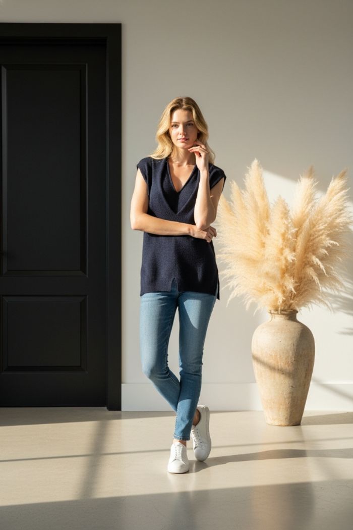 Pull sans manches Clemente – 100% Laine Mérinos Luigi Botto – T0 (XS/S) - photo numéro 1