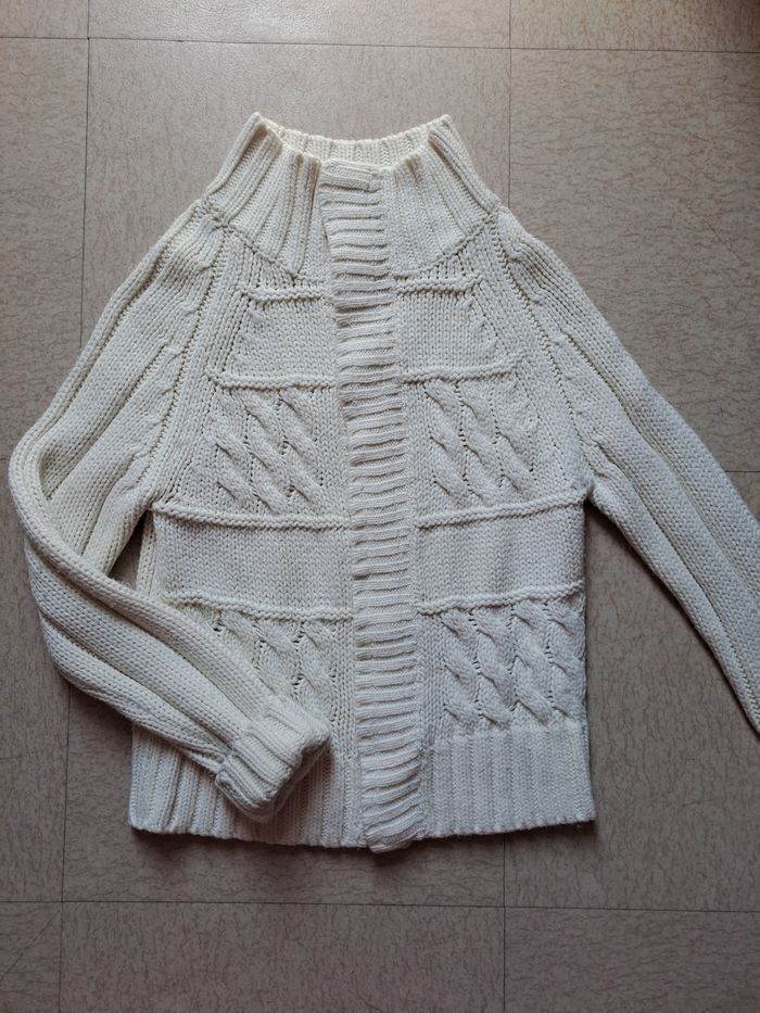 Gilet grosse maille fille blanc / T. 8 ans / " MOTOR ONE " - photo numéro 2