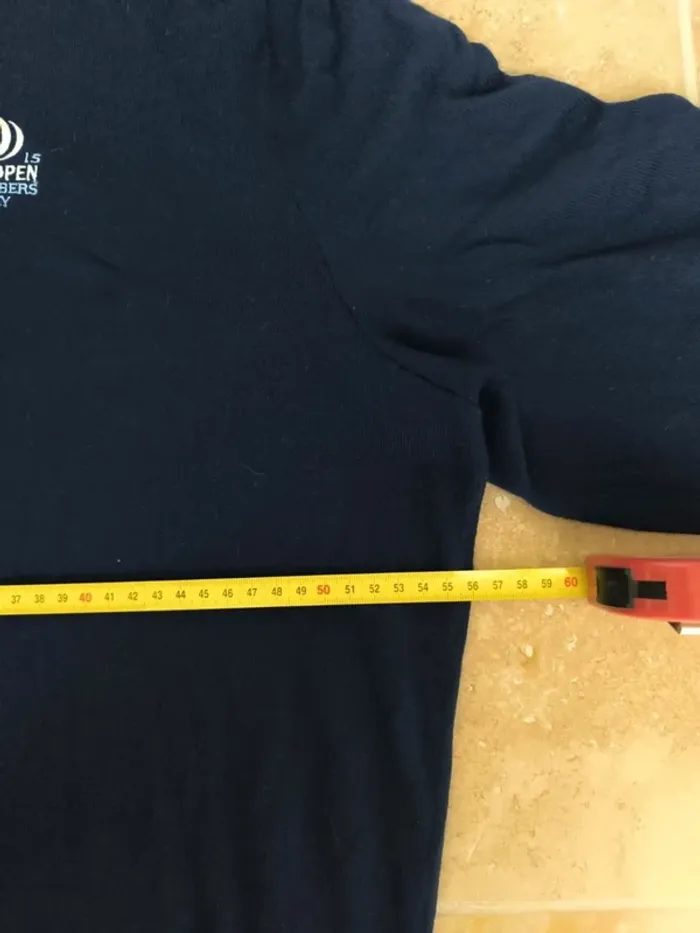 Magnifique pull quart zip laine mérino Ralph Lauren Polo Golf marine logo blanc homme L US Open 2015 - photo numéro 8