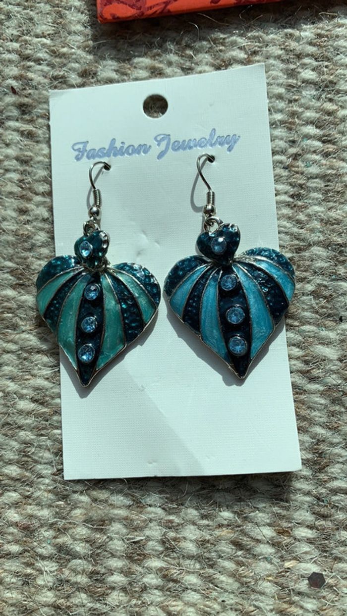 Lot boucles d’oreilles cœur original pendentif idéal cadeau Noël saint Valentin - photo numéro 2