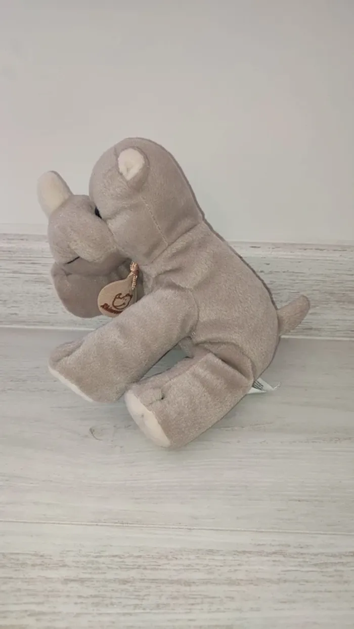 2 peluches ourson et rhinocéros parfait état - photo numéro 3