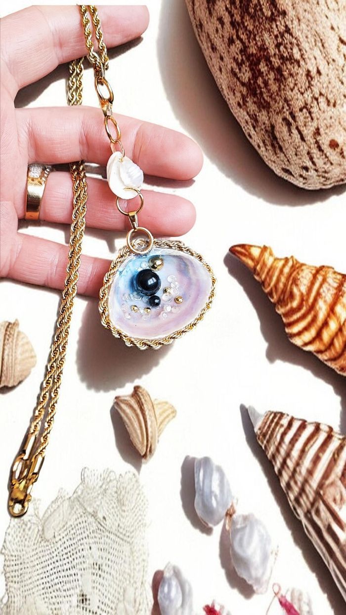 Collier été, bijoux artisanaux Marine coquillage naturel - photo numéro 1