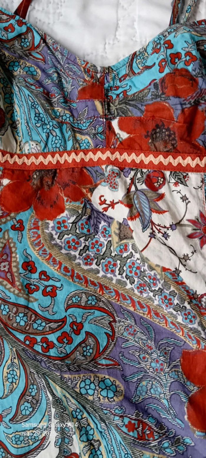 Tunique longue fines bretelles motif floral avec paillettes bordeaux femme 38/40 promod - photo numéro 12