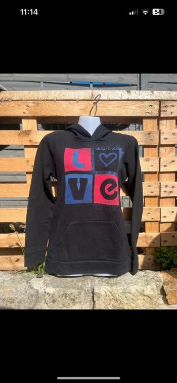 Sweat à capuche noir rip curl love coloré  Taille 14 ans