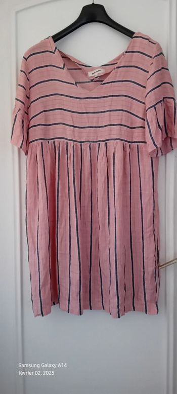 Robe tunique en viscose à rayures rose et noir femme 42 grain de malice
