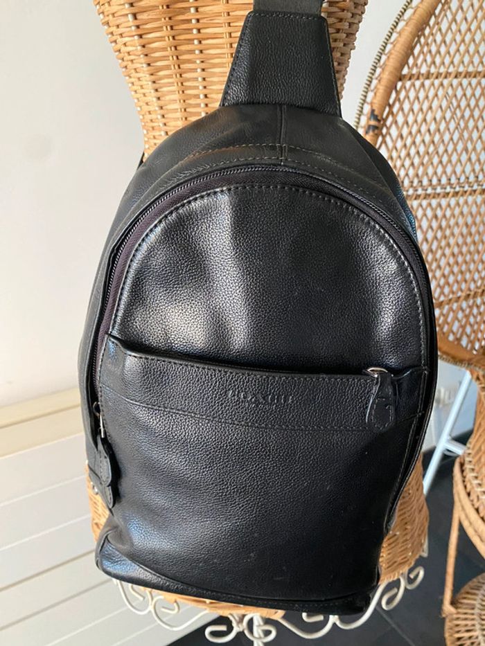 Sac à bandoulière Sacoche Coach en cuir noir - photo numéro 4