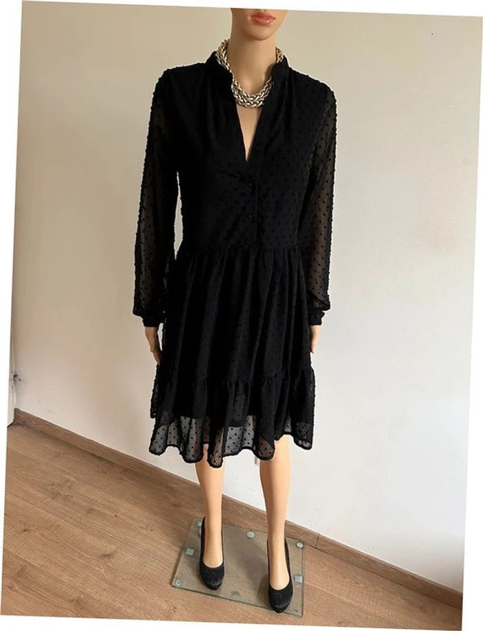 Robe noire à manches longues Cache Cache taille 34 jamais portée - photo numéro 3