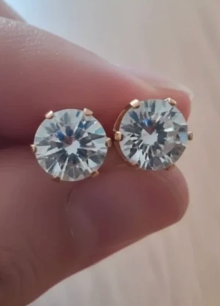 Puces 20 mm plaquées or 14 carats et zircons - photo numéro 2