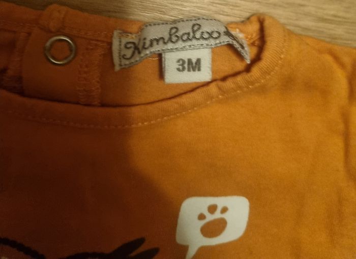t-shirt manches longues garçon orange kimbaloo taille 3 mois - photo numéro 2