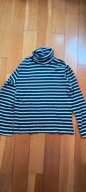 Col roulé manches longues bleu marinière YCC 10 ans