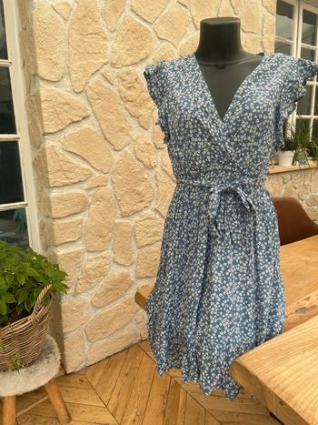 Robe d’été R&F fashion bleu à fleurs femme taille S 36 neuve étiqueté