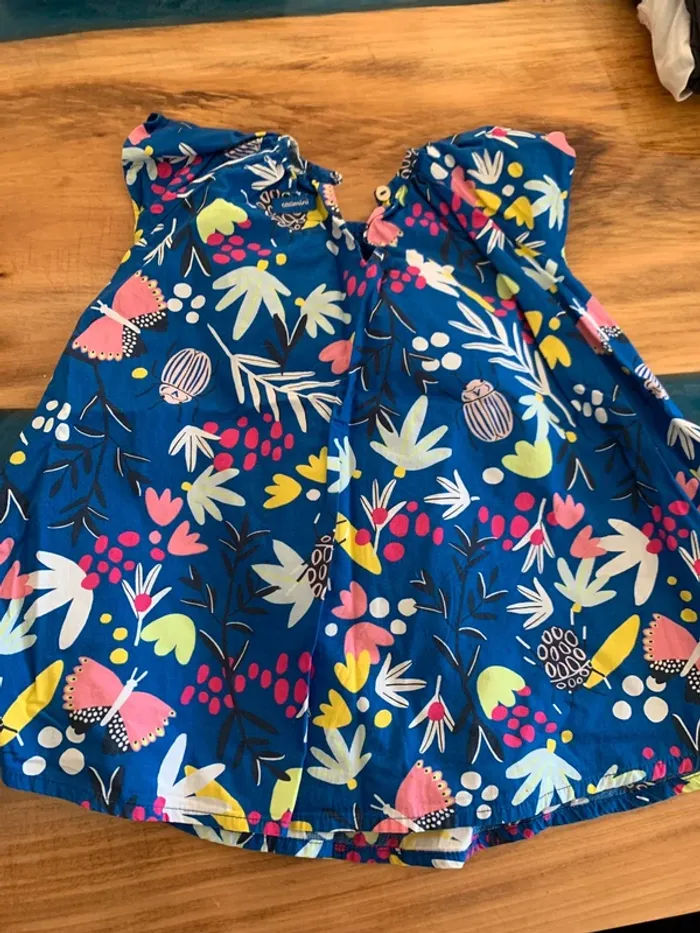 Robe d’été bleu Catimini à fleurs taille 18 mois - photo numéro 5