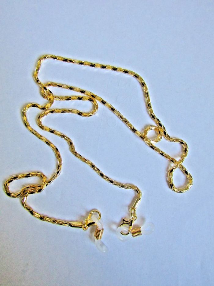 chaine tour du cou pour lunettes métal couleur or jaune hypoallergénique longueur 75 cms - photo numéro 2