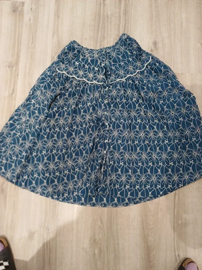 Jupe mi mollets bleu et blanc
