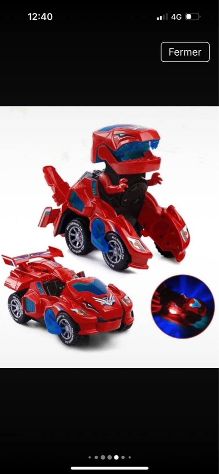 Jouet dinosaure /voiture qui se transforme avec sons et lumière avance seule rouge - photo numéro 10
