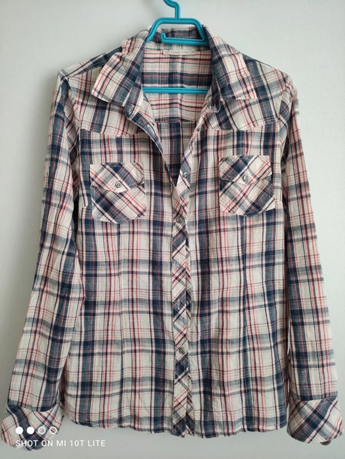 Chemise blanc bleu rouge Gémo
