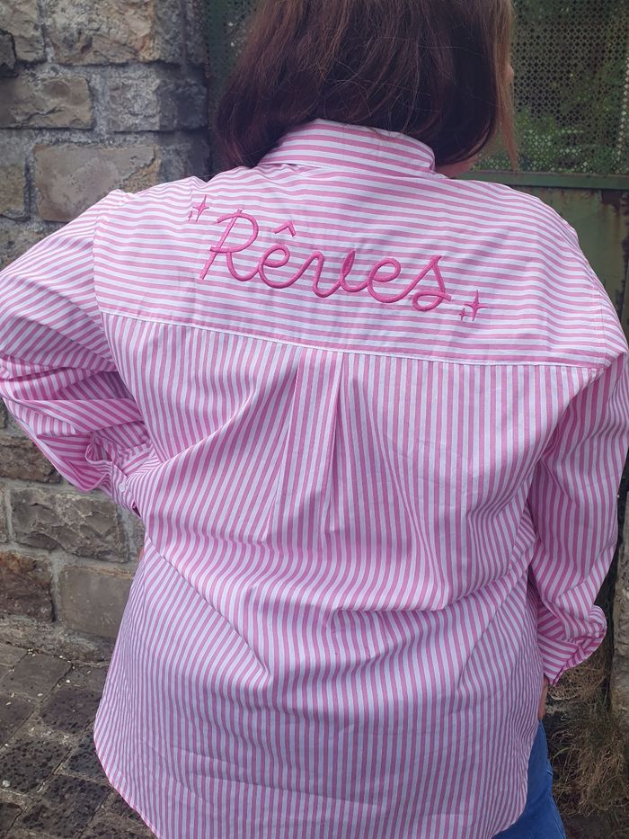 Chemise rayée rose/blanc coupe oversize 
Taille 44/46 - photo numéro 4
