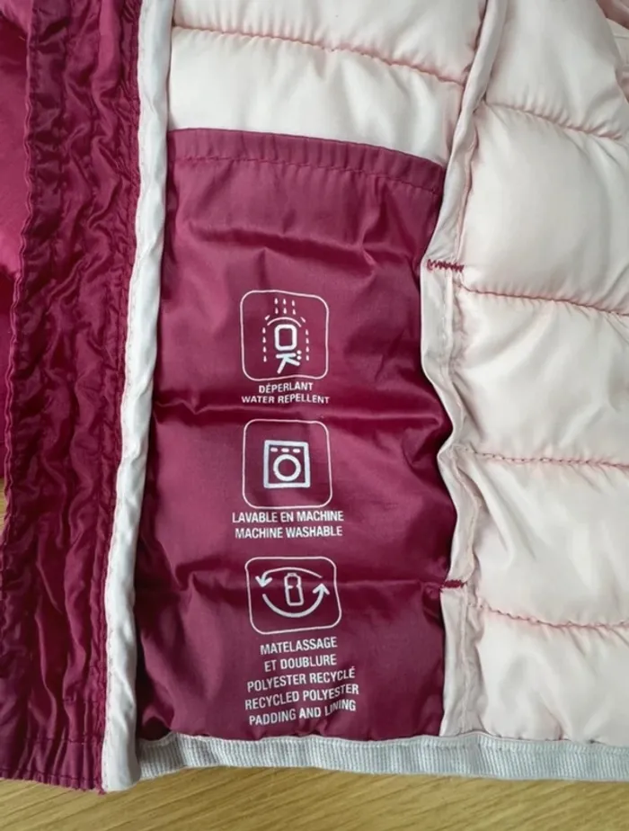 Doudoune mi-saison rose fushia et rose pâle - Taille 3 Ans - photo numéro 8