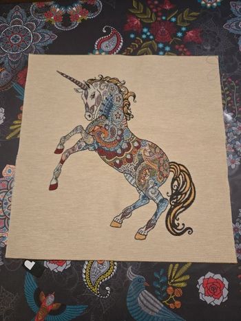 Panneau a coudre jacquard motif licorne 47 x 47 cm