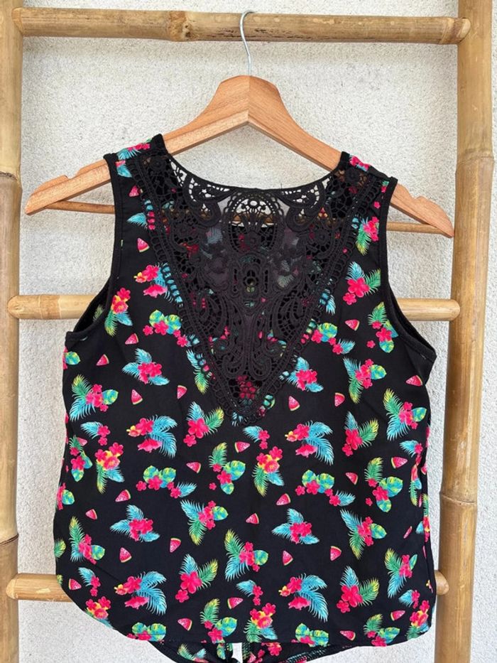 Débardeur noir à motifs floraux colorés gemo taille 12 ans - photo numéro 5