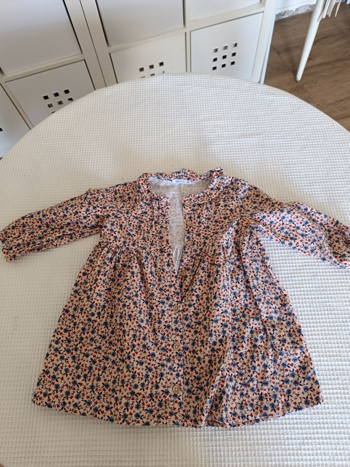Robe bout'chou 18 mois en velours fleuri - photo numéro 2