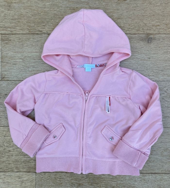 Pull gilet capuche zip fermeture éclair rose fille 18 mois obaïbi