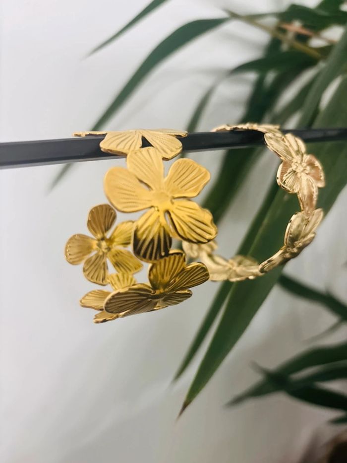Bracelet tendance cadeau femme acier inoxydable fleur - photo numéro 2
