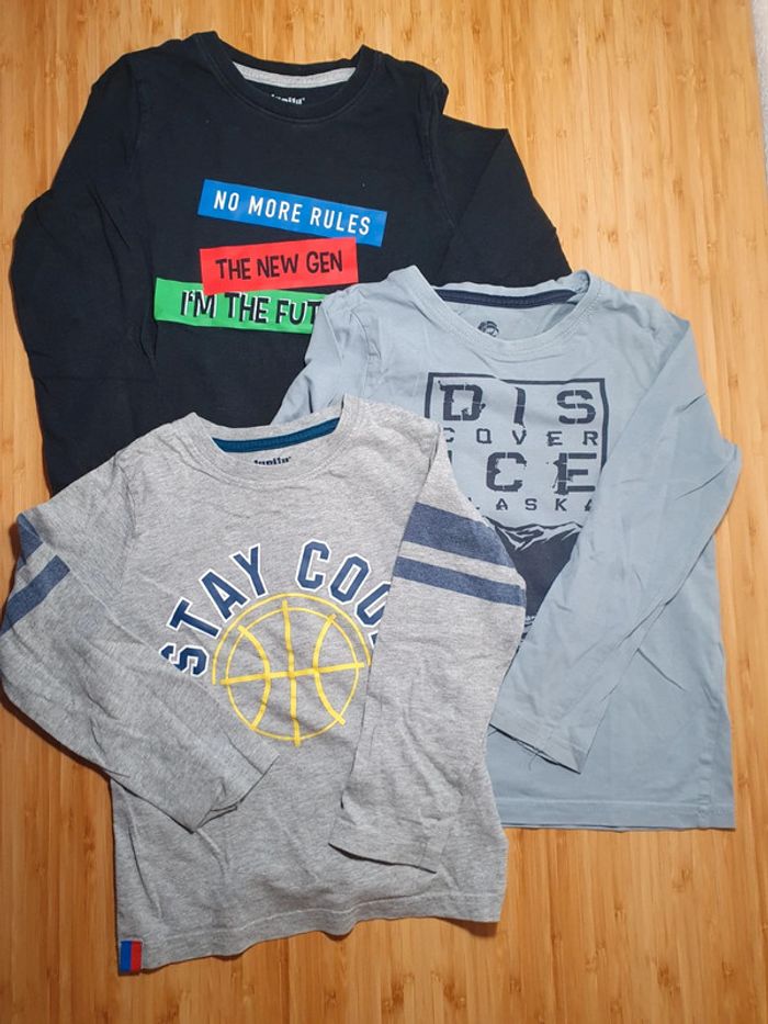 Lot 3 t-shirts manches longues Lupilu 110cm 116cm 4 ans 5 ans 6 ans