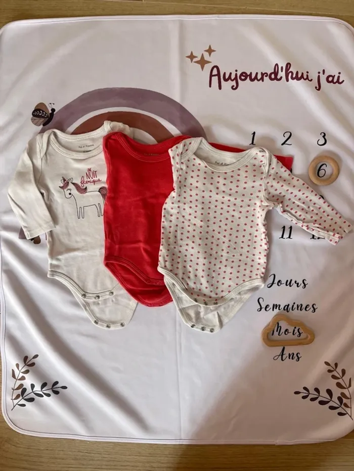 Ensemble body manches courtes - Bébé fille - 6 mois - Pat et Ripaton - photo numéro 3