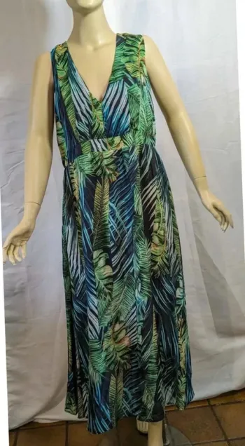 Robe longue été à imprimé feuilles taille M