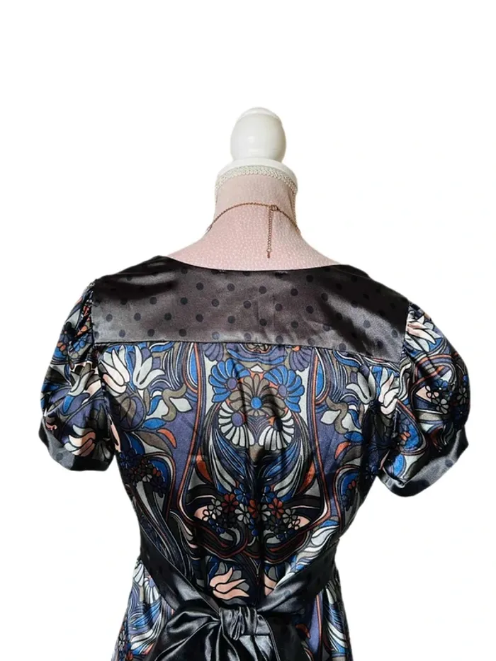 🩶🌿Blouse boho chic satinée 34/36 motif floral pois An’ge elegant floral polka dots satin blouse🌿🩶 - photo numéro 10