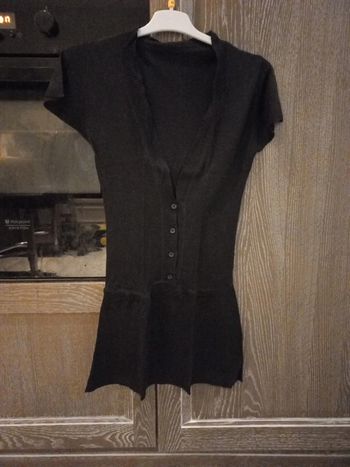 Robe pull manches courtes noire col v S