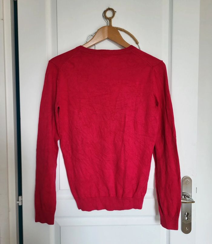 Pull Tommy Hilfiger col V taille S 36 couleur framboise - photo numéro 4