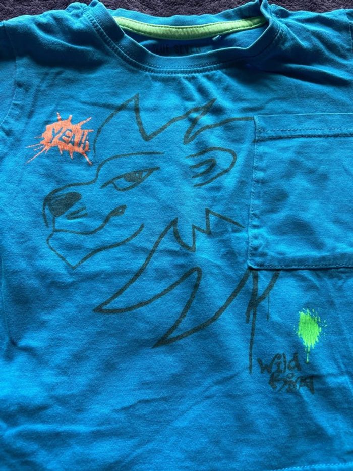 ensemble été garcon en coton organique short & t-shirt thème wild lion Blue seven taille 3 ans - photo numéro 4