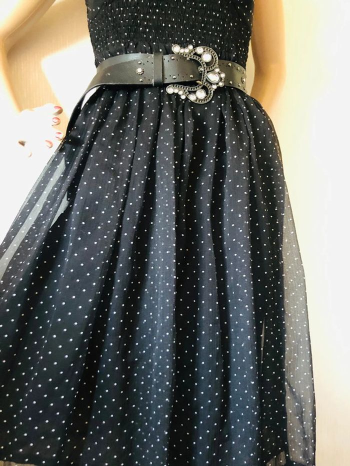 🖤🌿Robe noire pois blancs décolletée vintage 3 Suisses black dress white polka dots🌿🖤 - photo numéro 12