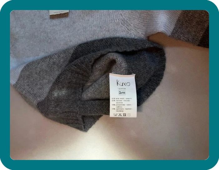 Pull camaïeu bleu gris laine et cachemire 3 mois - Kuxo - photo numéro 5