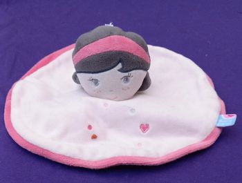 Doudou rond plat rose - fille - Sucre d Orge