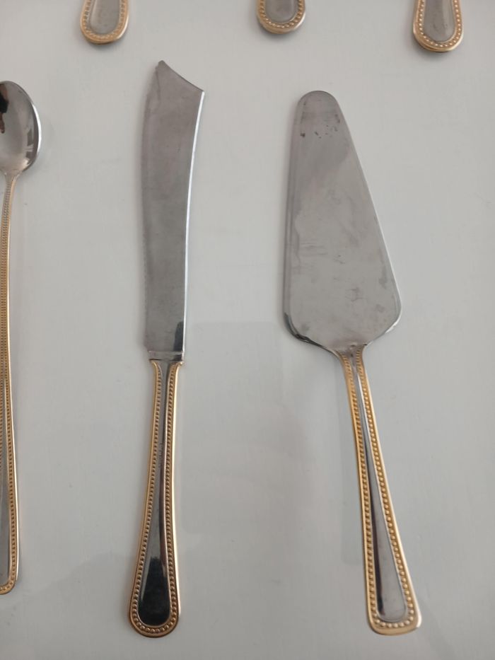 Ménagère de service 7 pièces - Inox 1810 Italie - Finition Dorée - photo numéro 4