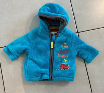 Gilet chaud 1 mois Orchestra bleu turquoise intérieur rayé multicolore