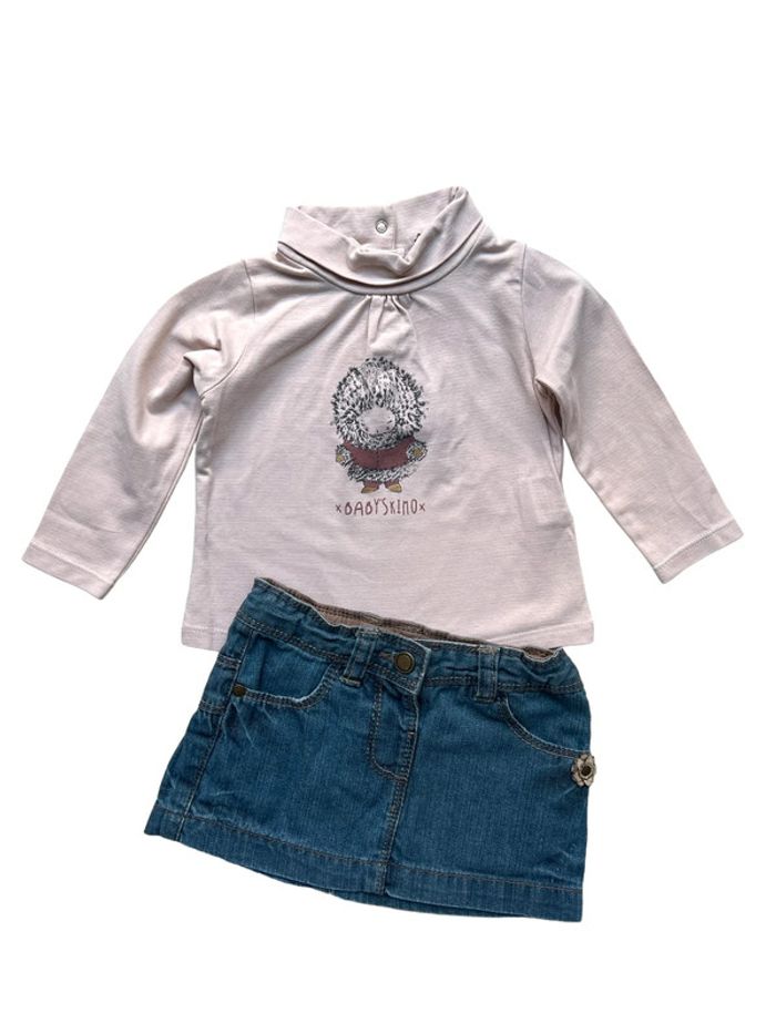 Ensemble jupe jeans et tee shirt col roulé