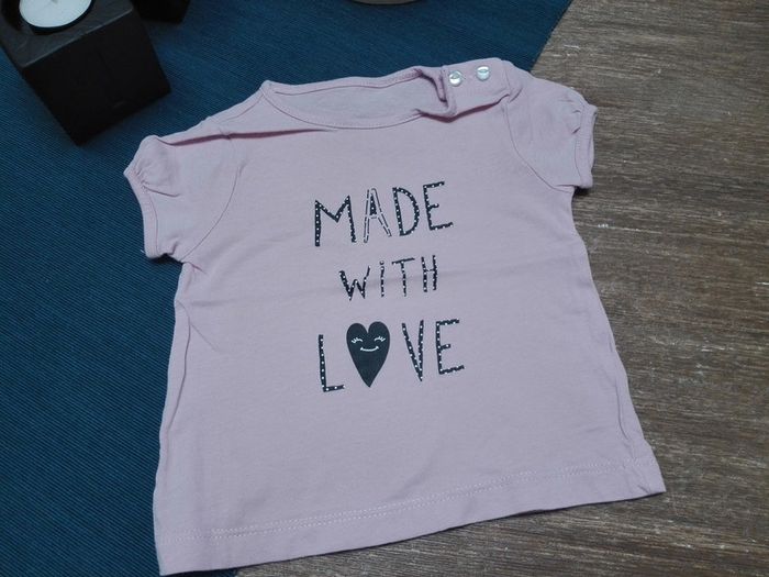 T-shirt - made with love - rose pâle