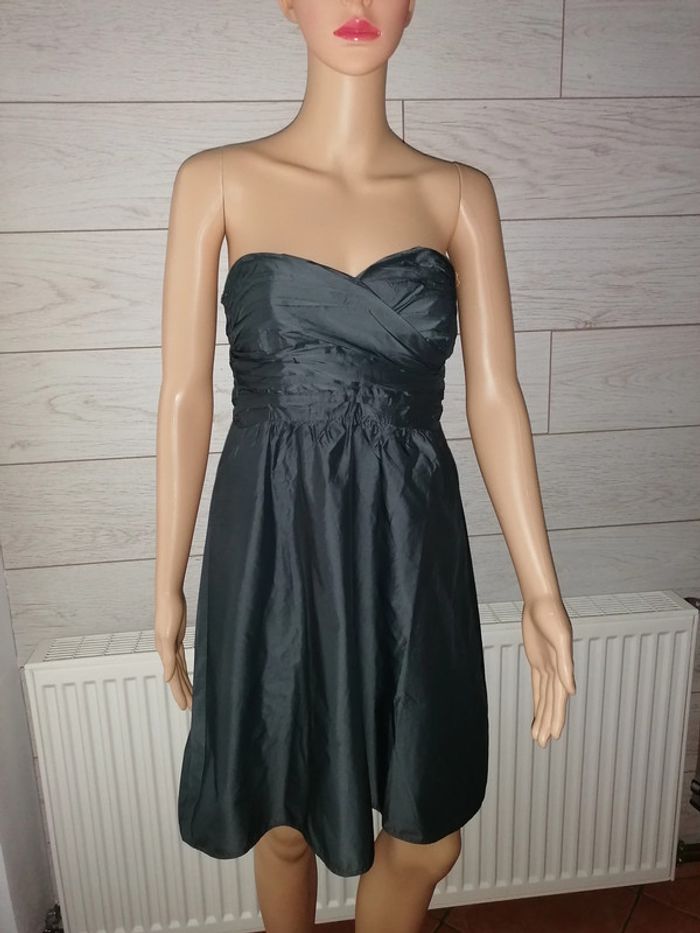robe bustier aspect satin gris, Promod 36