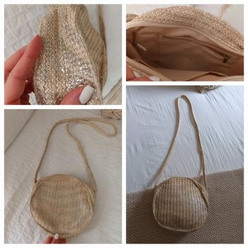 Joli sac rond beige & argent bandoulière